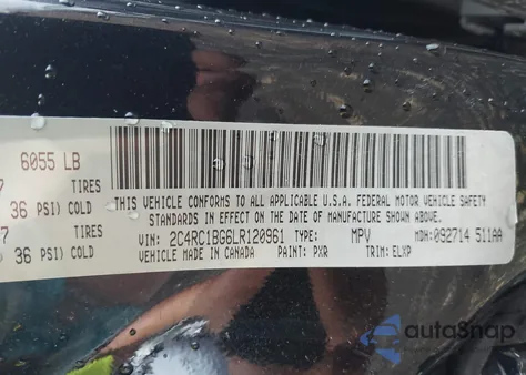 2020 Chrysler Pacifica Touring L из США, поврежденный, VIN 2C4RC1BG6LR120961